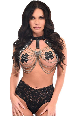 Black & Silver Chain Body Harness - Daisy Corsets