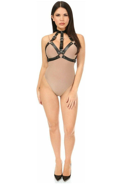 Black Vegan Leather Body Harness - Daisy Corsets