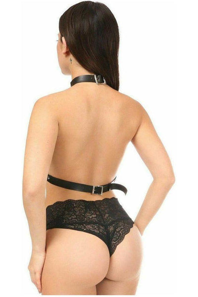 Black Vegan Leather Body Harness - Daisy Corsets