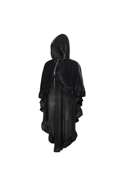 Black Velvet Hooded Ruffle Cape - Daisy Corsets