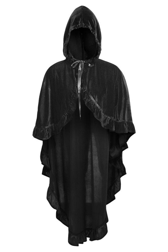 Black Velvet Hooded Ruffle Cape - Daisy Corsets