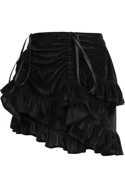 Black Velvet Ruched Bustle Skirt - Daisy Corsets