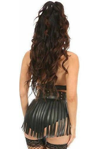 Black/Gold Faux Leather Lace - Up Bra Top - Daisy Corsets