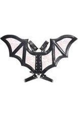 Black/Pink Faux Leather & Lace Wing Harness - Daisy Corsets