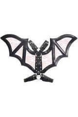 Black/Pink Faux Leather & Lace Wing Harness - Daisy Corsets