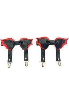 Black/Red Bat Leg Garters - Daisy Corsets
