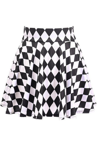 Black/White Diamond Print Stretch Lycra Skirt - Daisy Corsets