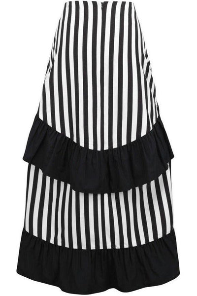 Black/White Stripe Adjustable High Low Skirt - Daisy Corsets