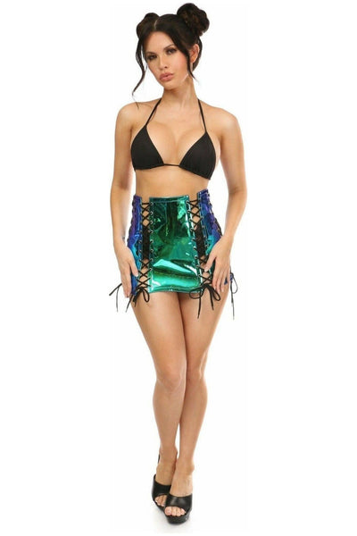 Blue/Teal Holo Lace - Up Skirt - Daisy Corsets