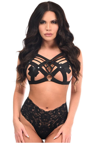 BOXED Black Stretchy Body Harness w/Silver Hardware - Daisy Corsets