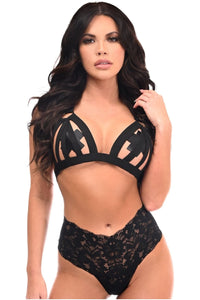 BOXED Black Stretchy Body Harness w/Silver Hardware - Daisy Corsets