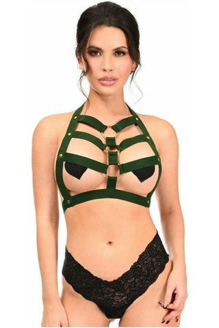 BOXED Dark Emerald Green Stretchy Body Harness w/Gold Hardware - Daisy Corsets