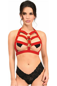 BOXED Dark Red Stretchy Body Harness w/Gold Hardware - Daisy Corsets