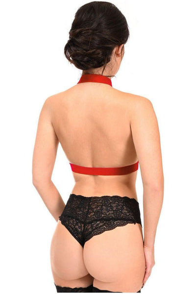 BOXED Dark Red Stretchy Body Harness w/Gold Hardware - Daisy Corsets