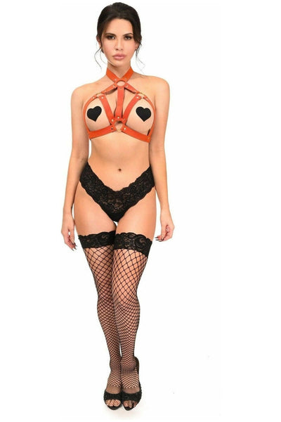 BOXED Red Stretchy Body Harness w/Gold Hardware - Daisy Corsets