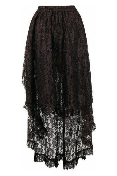 Brown Lace Hi Low Skirt - Daisy Corsets