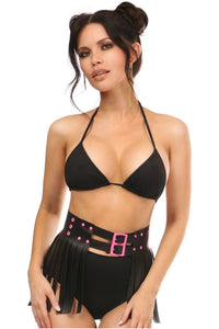 Candy Collection - Black/Pink Fringe Skirt - Daisy Corsets