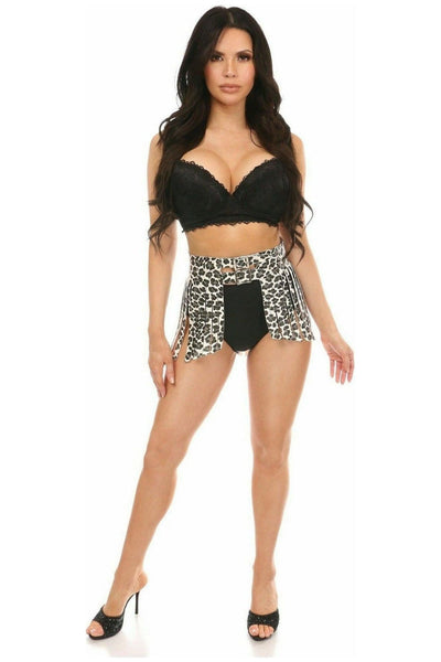 Cheetah Print Faux Leather Fringe Skirt - Daisy Corsets