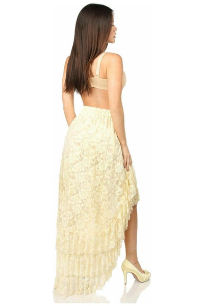 Cream High Low Lace Skirt - Daisy Corsets