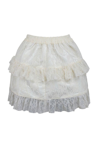 Cream Lace Ruched Bustle Skirt - Daisy Corsets