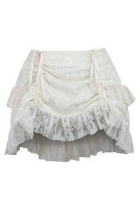 Cream Lace Ruched Bustle Skirt - Daisy Corsets