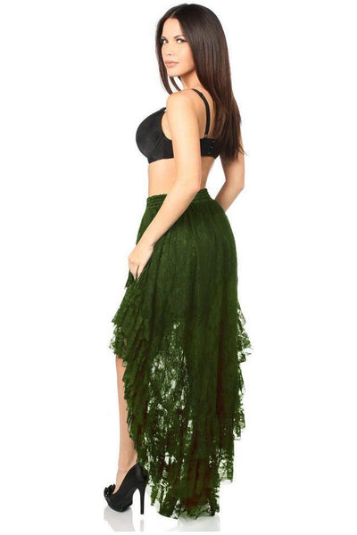 Dark Green High Low Lace Skirt - Daisy Corsets