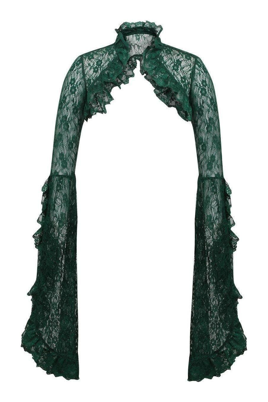 Dark Green Lace Shrug Bolero Jacket - Daisy Corsets