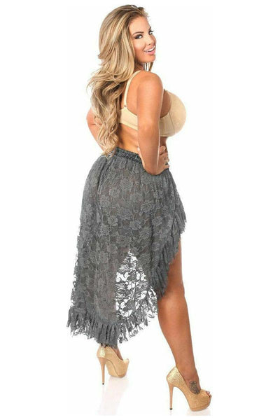 Dark Grey Lace High Low Skirt - Daisy Corsets