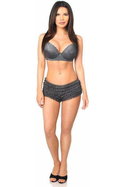 Dark Grey Ruffle Panty w/Bow - Daisy Corsets