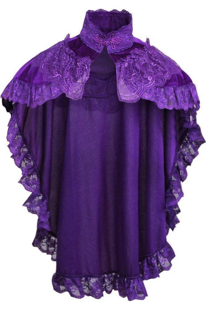 Dark Purple Velvet & Lace Capelet - Daisy Corsets