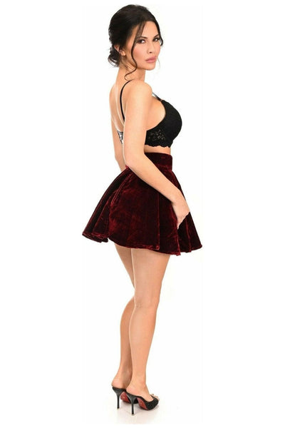 Dark Red Crushed Velvet Skirt - Daisy Corsets