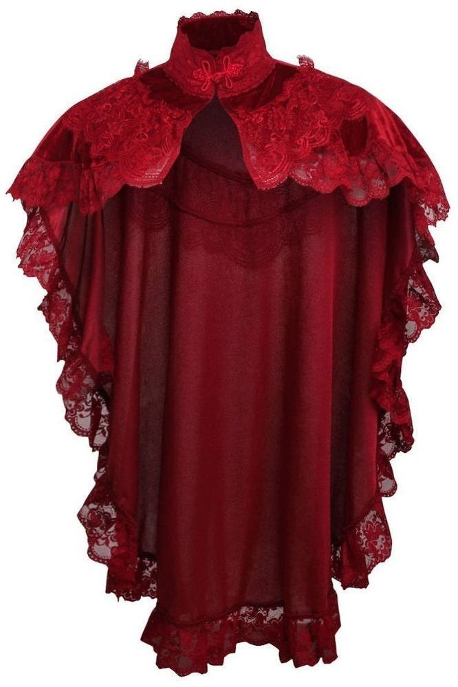 Red Capulet Daisy Corsets Dark Red Velvet & Lace Capelet