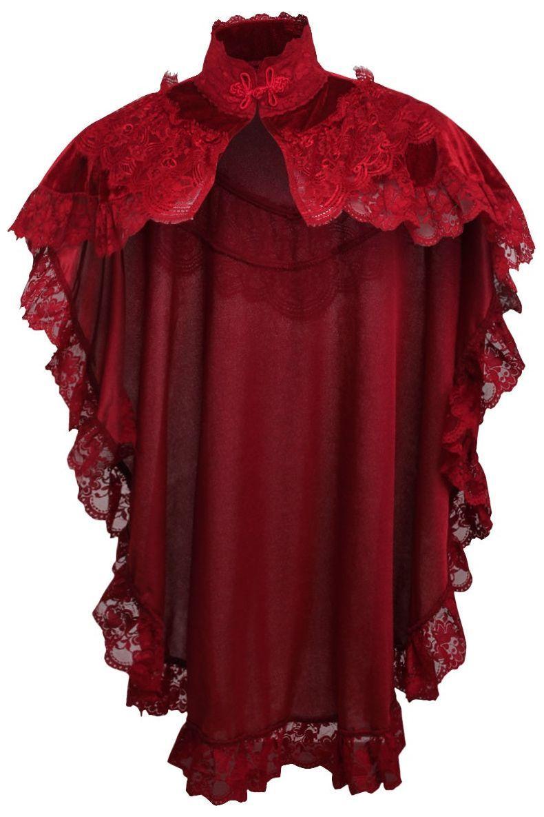 Dark Red Velvet & Lace Capelet - Daisy Corsets