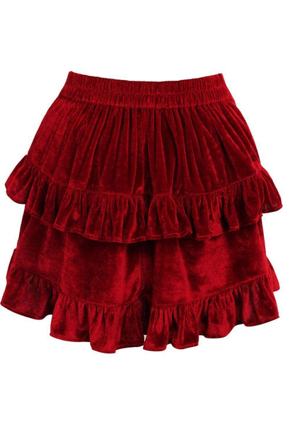 Dark Red Velvet Ruched Bustle Skirt - Daisy Corsets