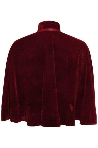 Dark Red Velvet Ruffle Cape - Daisy Corsets