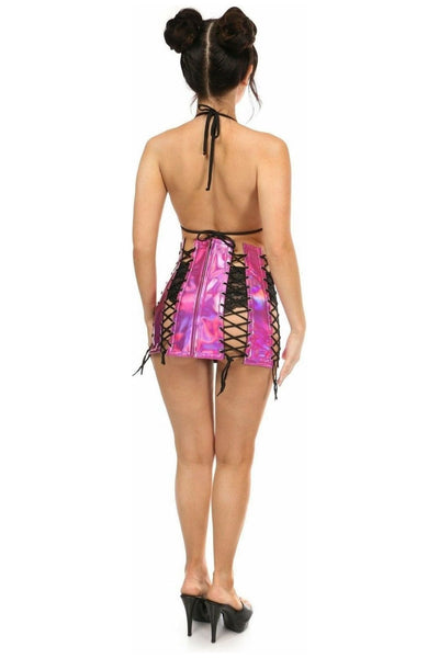 Fuchsia Holo Lace - Up Skirt - Daisy Corsets