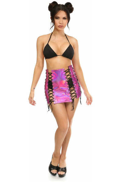 Fuchsia Holo Lace - Up Skirt - Daisy Corsets