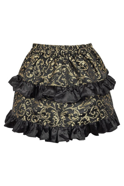Gold/Black Brocade Ruched Bustle Skirt - Daisy Corsets