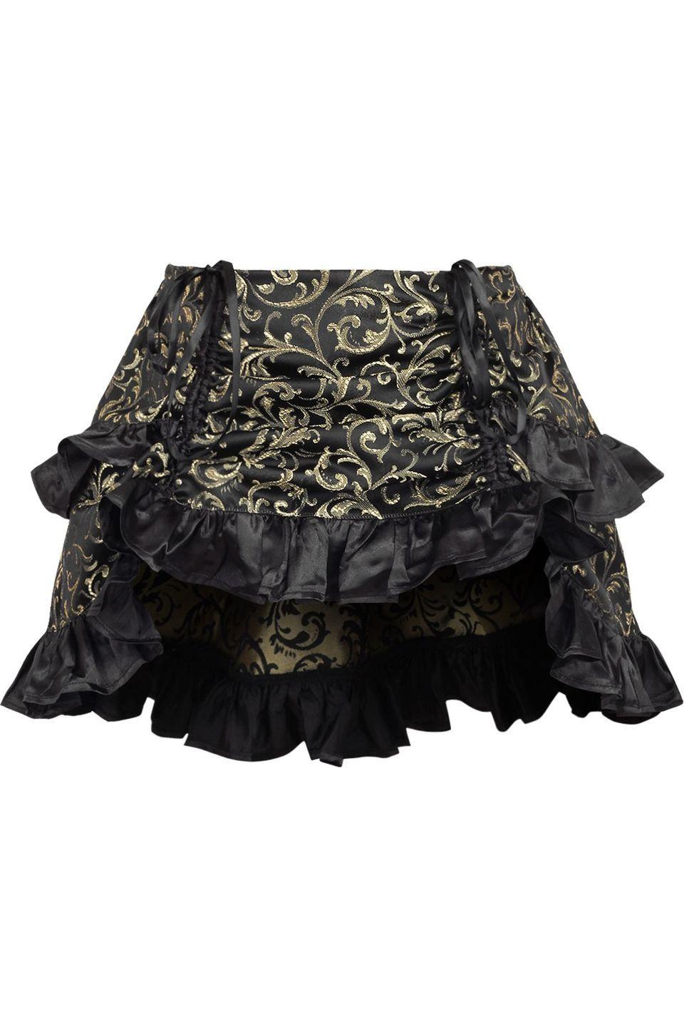 Gold/Black Brocade Ruched Bustle Skirt - Daisy Corsets