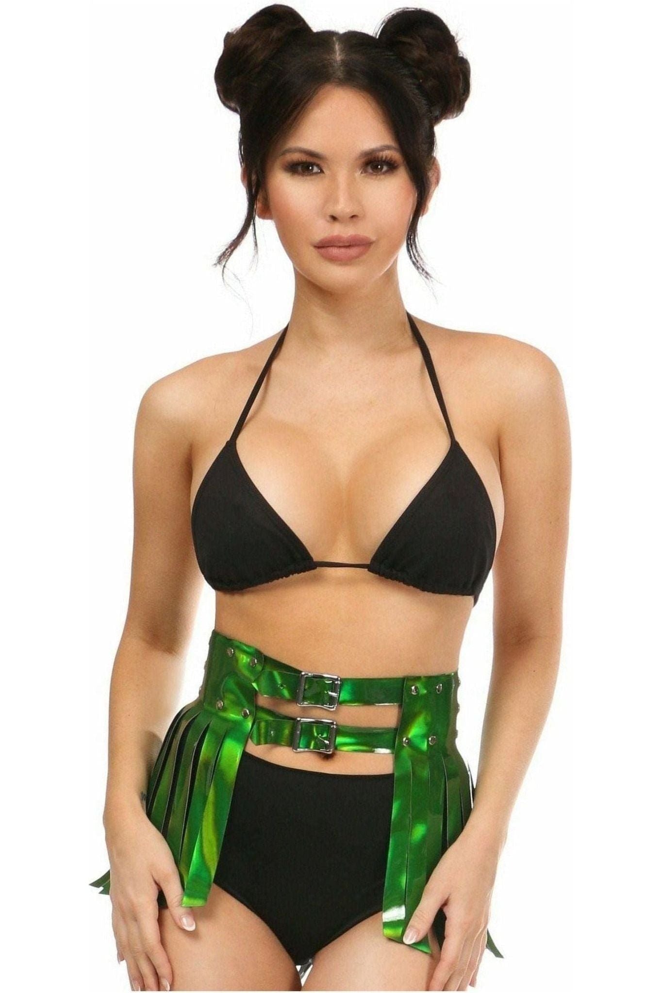 Green Holo Fringe Skirt - Daisy Corsets