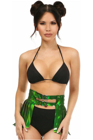 Green Holo Fringe Skirt - Daisy Corsets