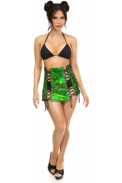 Green Holo Lace - Up Skirt - Daisy Corsets