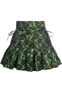 Green Satin w/Black Lace Overlay Lace - Up Skirt - Daisy Corsets