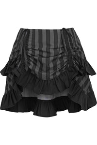 Grey/Black Striped Ruched Bustle Skirt - Daisy Corsets