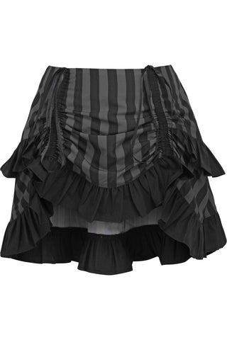 Grey/Black Striped Ruched Bustle Skirt - Daisy Corsets
