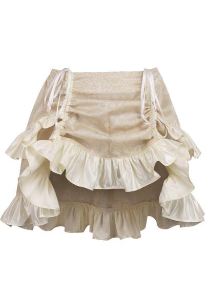 Ivory Brocade Ruched Bustle Skirt - Daisy Corsets