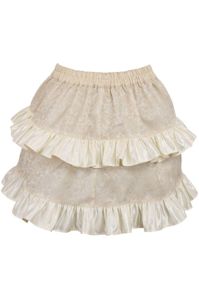 Ivory Brocade Ruched Bustle Skirt - Daisy Corsets