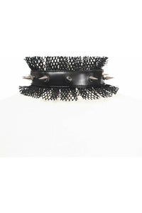 Kitten Collection Black Fishnet Spike Choker - Daisy Corsets