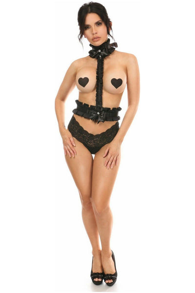 Kitten Collection Black/Black Lace Single Strap Body Harness - Daisy Corsets