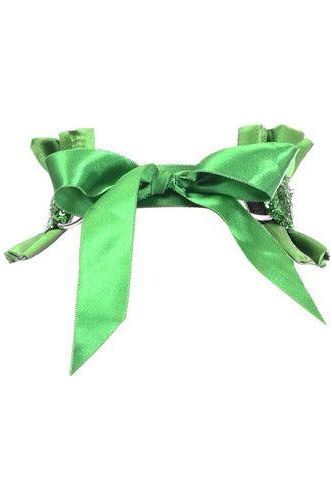 Kitten Collection Green Satin & Sequin Choker - Daisy Corsets